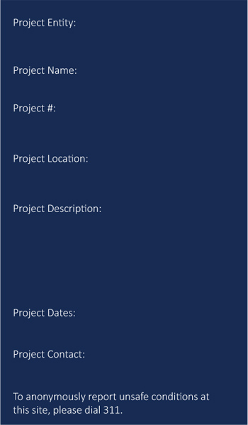 Construction project informational sign template<
