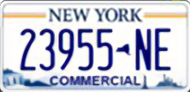 Sample commercial New York license plate in white and blue