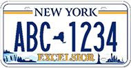 Sample standard New York license plate