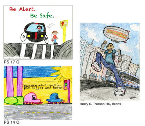 Runner-up designs by PS 14 and 17 in Queens and Harry S. Truman High School in the Bronx.