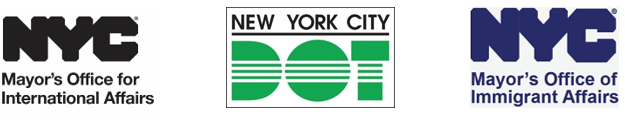 NYC DOT, Mayor's Office of Immigrant Affairs and Mayor's Office of International Affairs agency logos