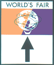1964 World's Fair Directional sign. Multi-colored background and green lettering.